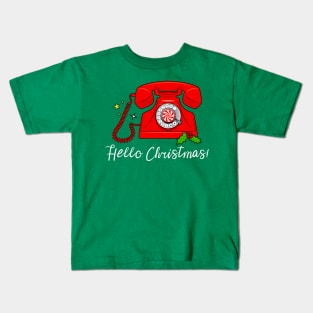 Vintage Red Peppermint Telephone: Hello Christmas! Kids T-Shirt